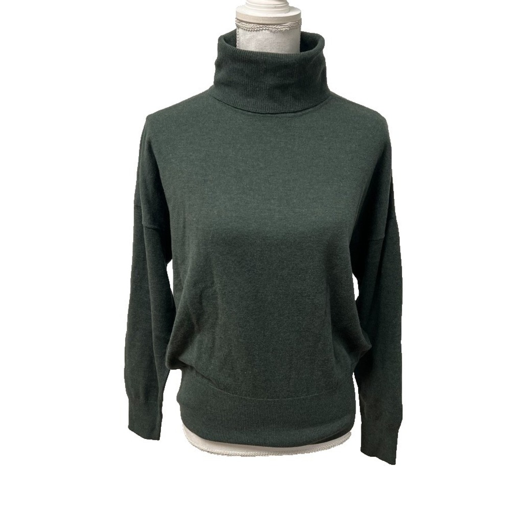 Madewell Turtleneck Wool Sweater Jumper Womens‎ Medium Green Classic Lightweight